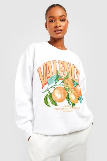 Tall Valencia Orange Print Sweatshirt white