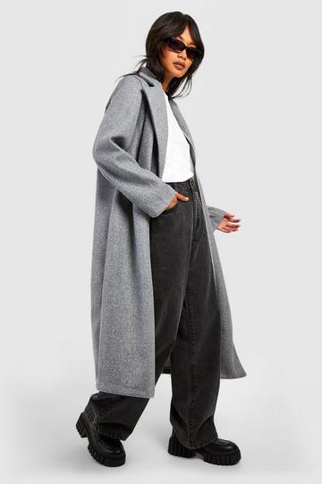 Grey Double Breasted Longline Coat