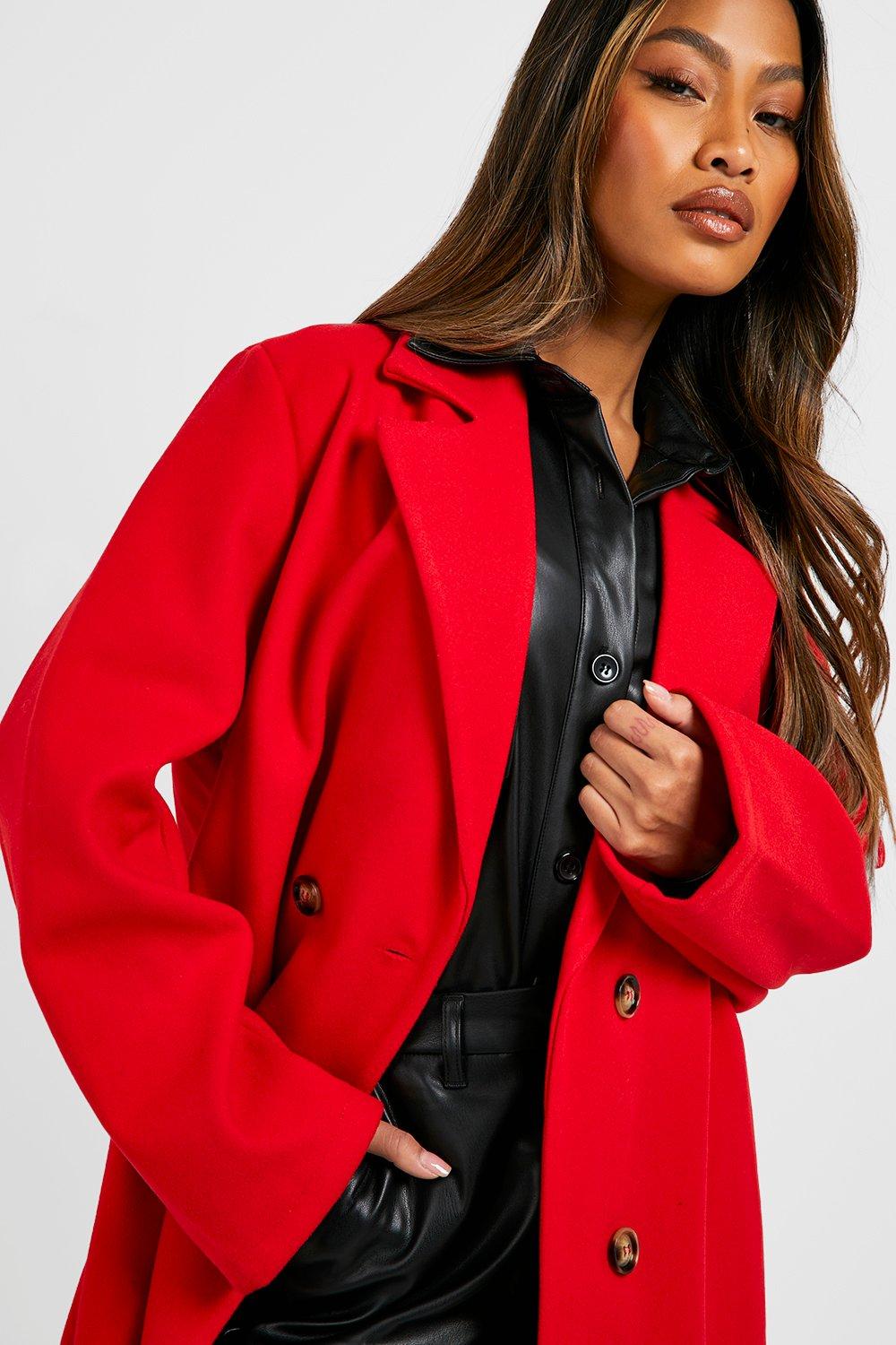 Red wool coat with big hood swing coat 1117# – XiaoLizi