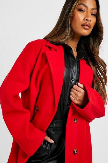 Double Breasted Wool Look Coat red
