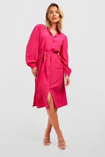 The Midi Shirt Dress hot pink