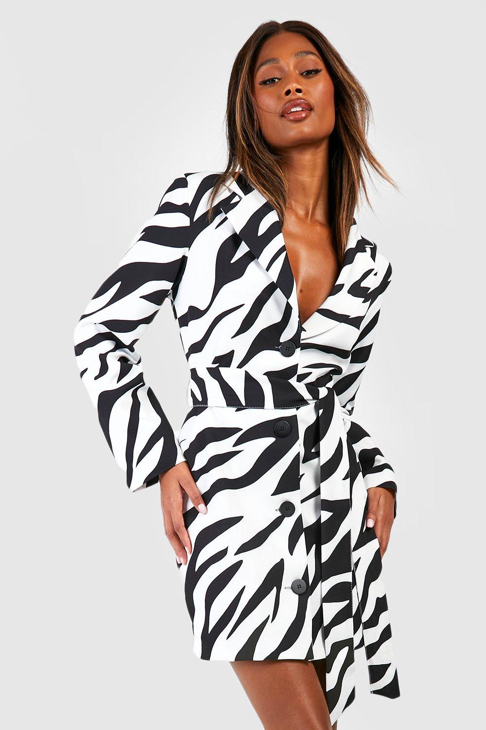 White plunge hotsell blazer dress