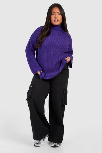 Purple Plus Knitted Roll Neck Jumper