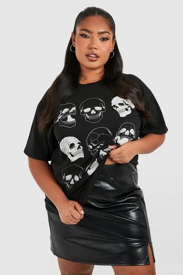 Plus Halloween Glow In The Dark Skull T-shirt black