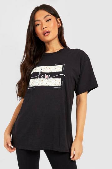 Multi Love Slogan Leopard Print Oversized T-shirt