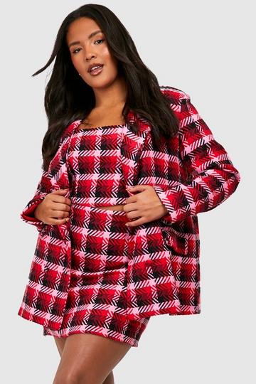 Plus Boucle Double Breasted Blazer pink