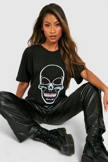 Halloween Skull Print T-shirt black