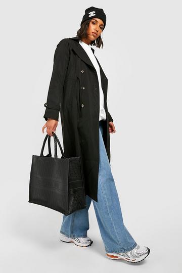 Black Synch Waist Trench Coat