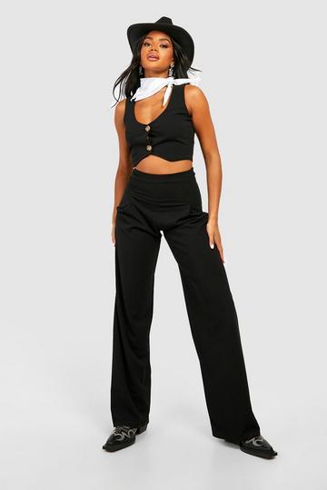 Halloween Cropped Waistcoat & Flared Leg Trousers black