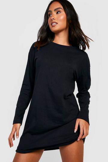 Basic Long Sleeve T-shirt Dress black
