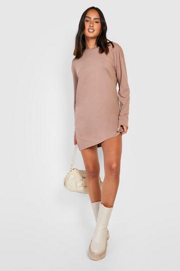 Basic Long Sleeve T-shirt Dress mink