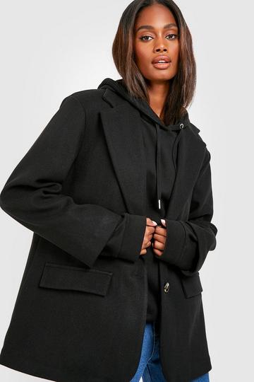 Black (Ve) Oversized Slouchy Wool Look Blazer