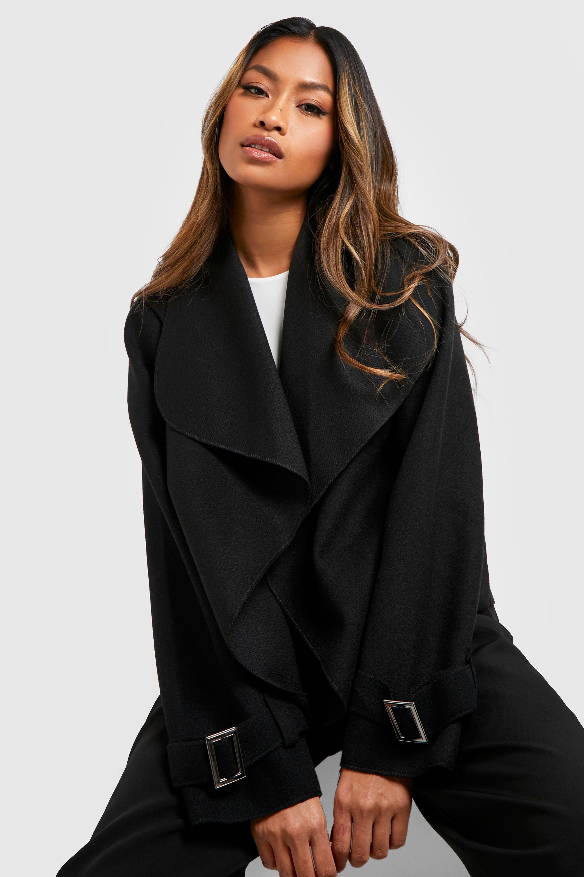 Boohoo belted sale shawl collar coat