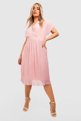 ASOS DESIGN Maternity pleated midi dress with a belt in bright pink