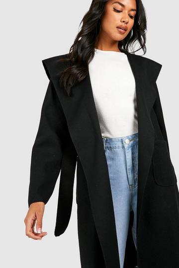 Manteau en laine à capuche black