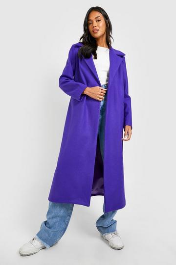 Wool Look Oversized Maxi Coat purple