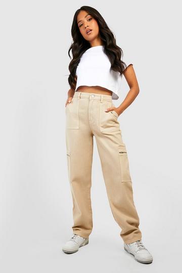 Petite Zip Pocket Loose Cargo Jean stone