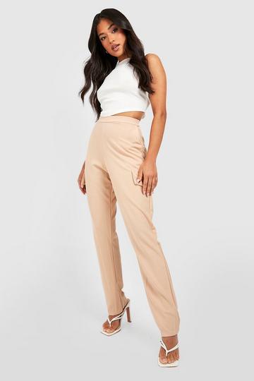 Petite Basic Straight Leg Loose Cargo Trouser stone