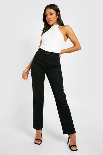 Petite Lace Halter Bodysuit white