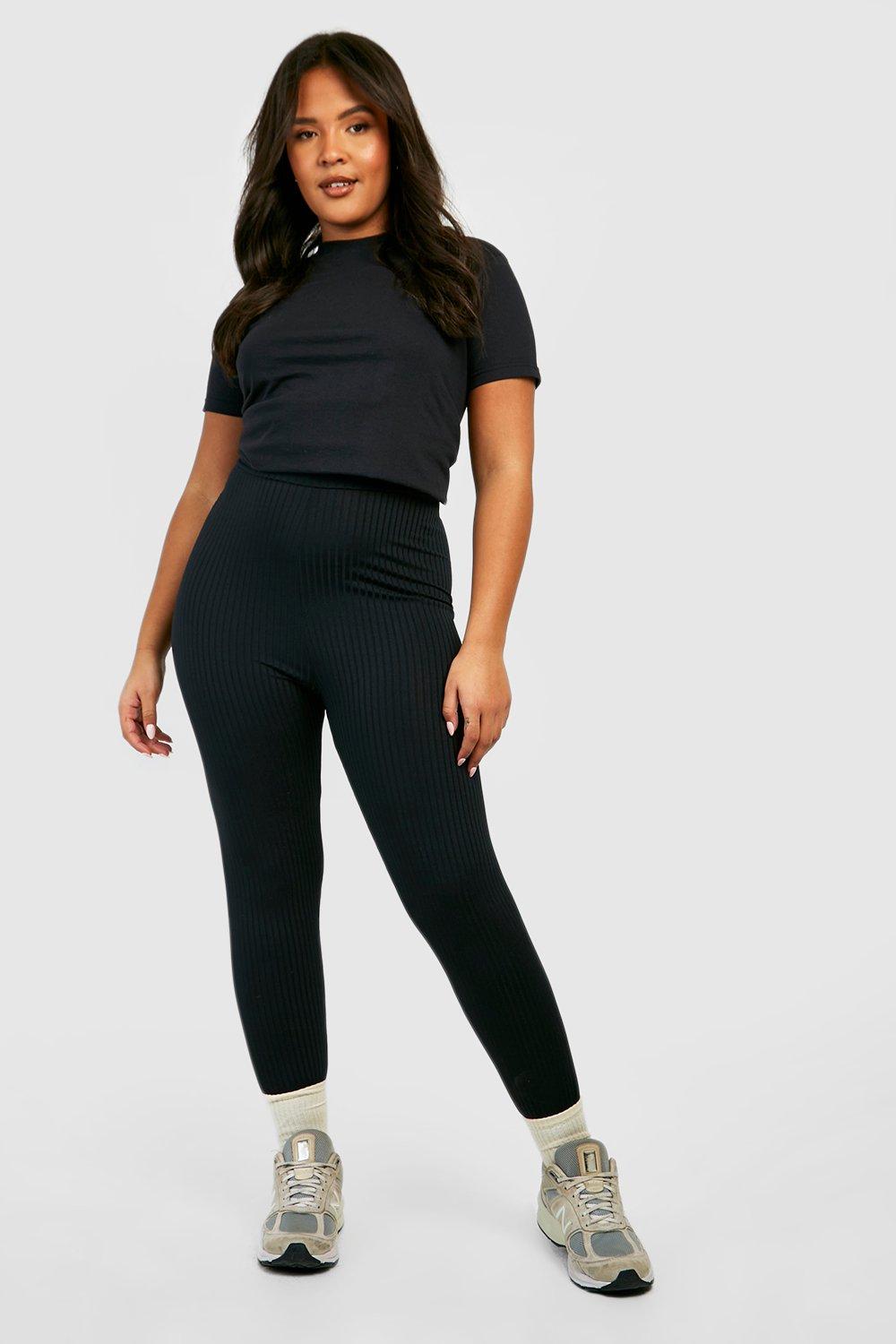 High waisted ribbed leggings | boohoo UK