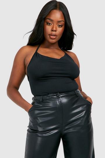 CURVE SENSE Black Plus-Size Sharon Cowl Neck Knit Bodysuit Sz 3X