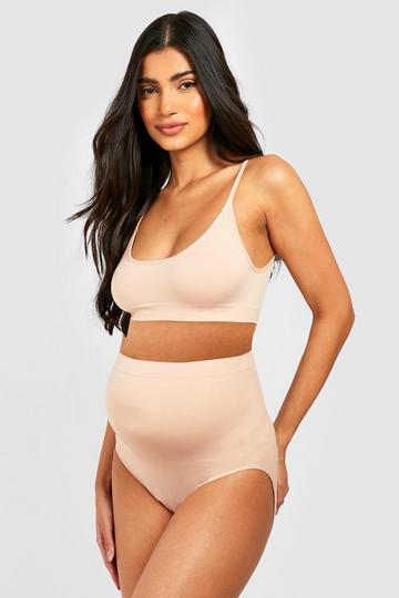 Maternity Seamless Bra And Bump Support Brief Set nude