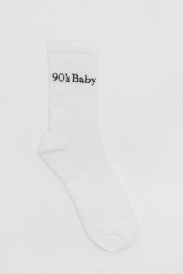 White White Ribbed 90's Baby Sports Sock