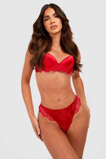 Red Satin & Lace Brief