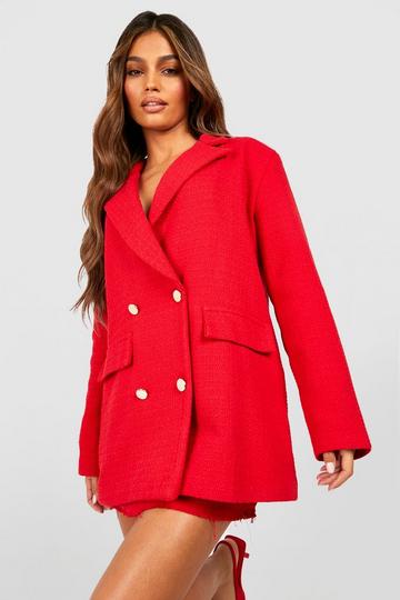 Premium Boucle Tailored Blazer red