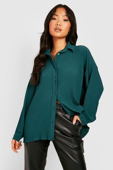 Petite Plisse Shirt Dress emerald