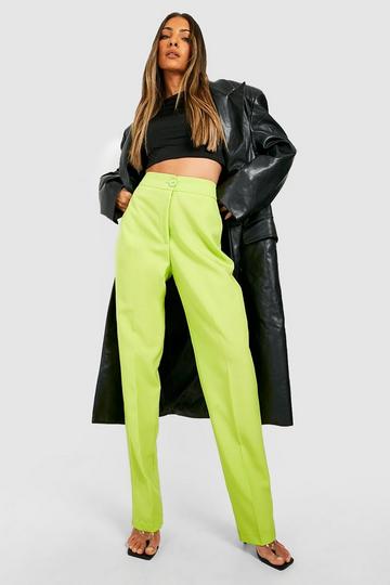 Pleat Front Tapered Dress Pants lime