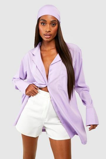 Lilac Purple Oversized Shirt And Headscarf