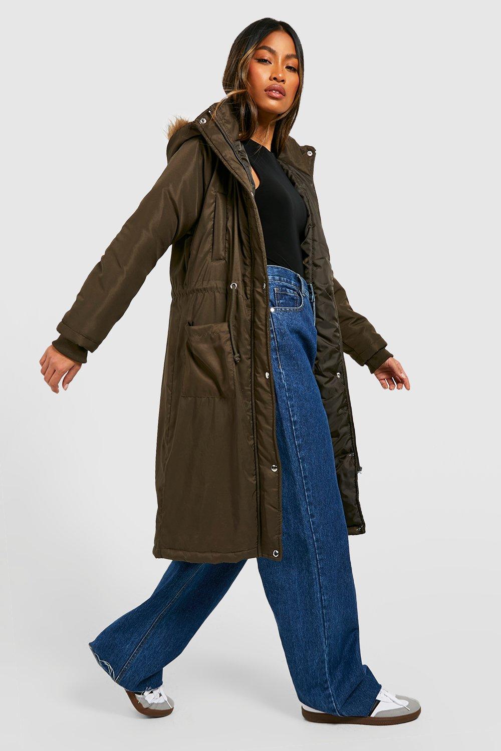 Arm Detail Hooded Parka Coat | boohoo