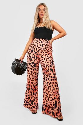 Plus Size Printed Plisse High Waisted Pants