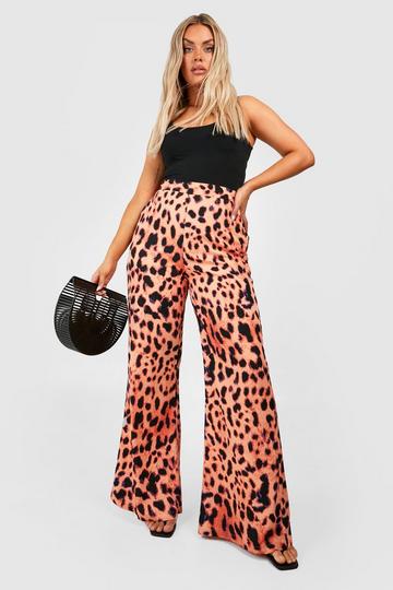 Plus Leopard Print Tailored Trousers