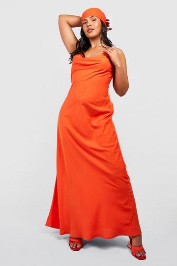 Grande taille - Ensemble avec robe longue et foulard orange
