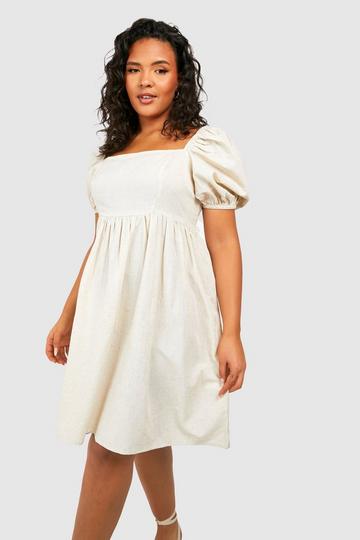 Grande taille - Robe babydoll à manches bouffantes sand