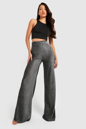 Tall Asymmetric Foldover Waistband Wide Leg Trousers