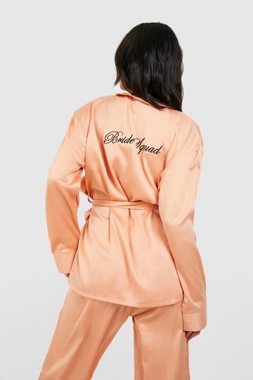 Premium Bride Squad Tie Waist Satin Trouser Pyjama Set rose gold