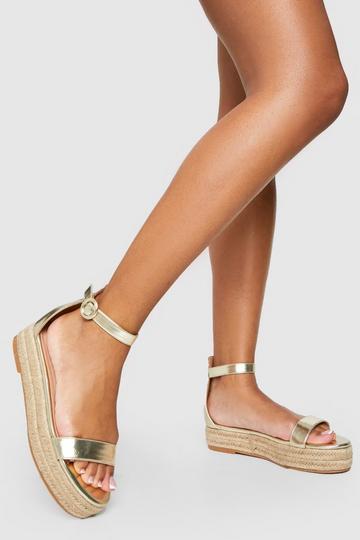 Covered Buckle 2 Part Flatform Sandals gold