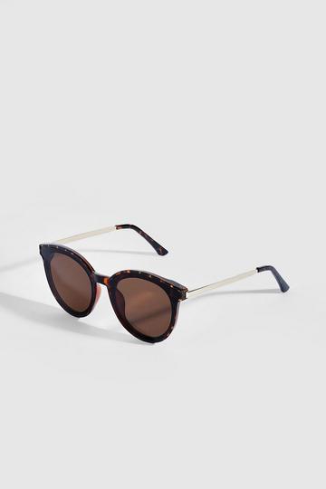 Brown Rounded Cat Eye Tort Sunglasses