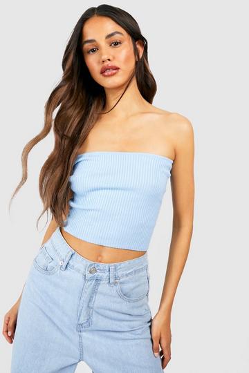 Rib Knit Bandeau Top cornflower