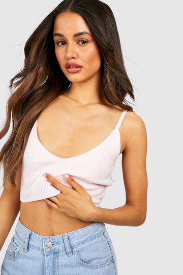 Rib Knit Crop Top baby pink