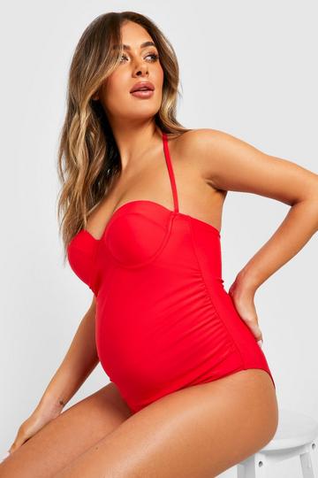 Maternity Halterneck Swimsuit red