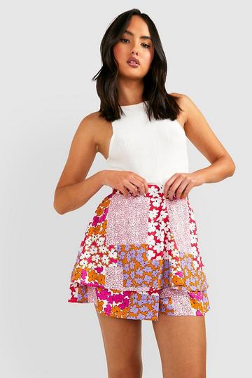 Mixed Floral Printed Flippy Shorts multi