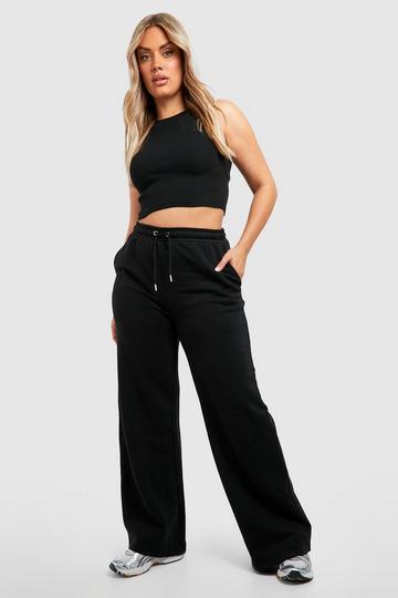 Black wide leg joggers | boohoo UK