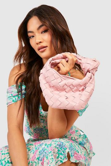 Pink Woven Knot Handle Grab Bag