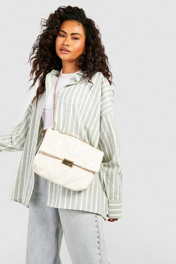 White Oversized Chain Cross Body Bag