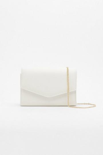 White Envelope Chain Clutch Bag