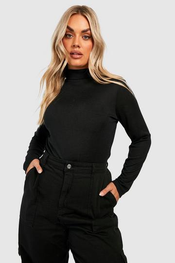 Black Plus Melange Knitted Turtleneck Sweater